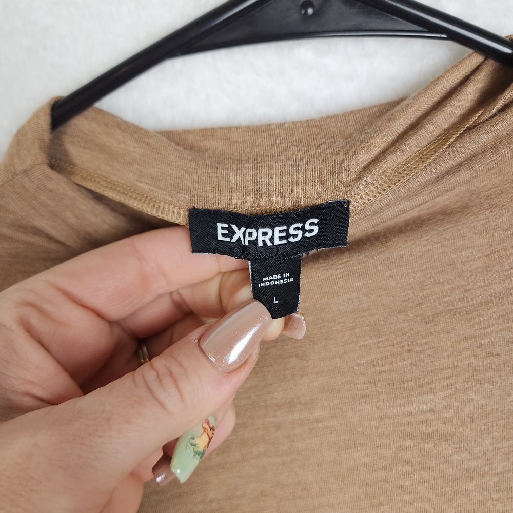 EXPRESS Mockneck Dolman Sleeve Tee L - Picture 2 of 3
